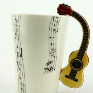 Creative Music Violin Style Guitar Ceramic Mug Coffee Tea Milk Stave Cups With Handle Coffee Mug Novelty Gifts